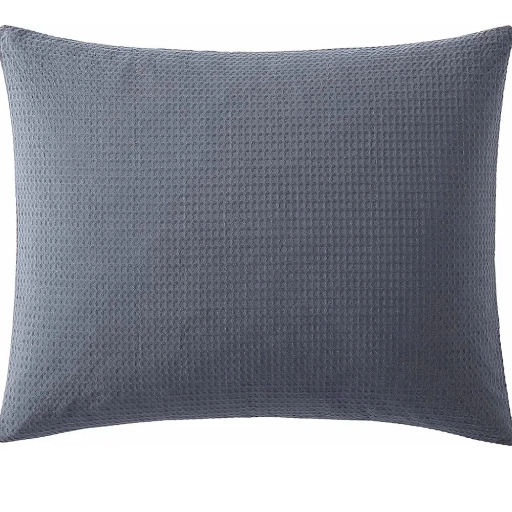 Vera Wang Waffle Pique Cotton Duvet Cover Set Midnight Blue - Queen